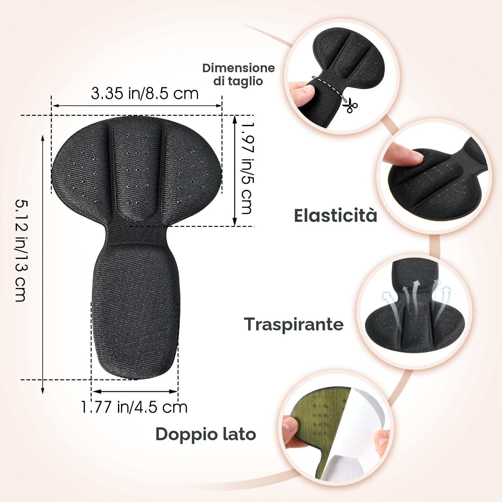 Confezione Da 4 Cuscinetti Antiscivolo per Il Tallone Cuscinetti Autoadesivi Cuscinetti per I Piedi Scarpe Riparazione Del Tallone per Scarpe E Stivali Troppo Grandi Riempitivo per Scarpe Cuscinetti