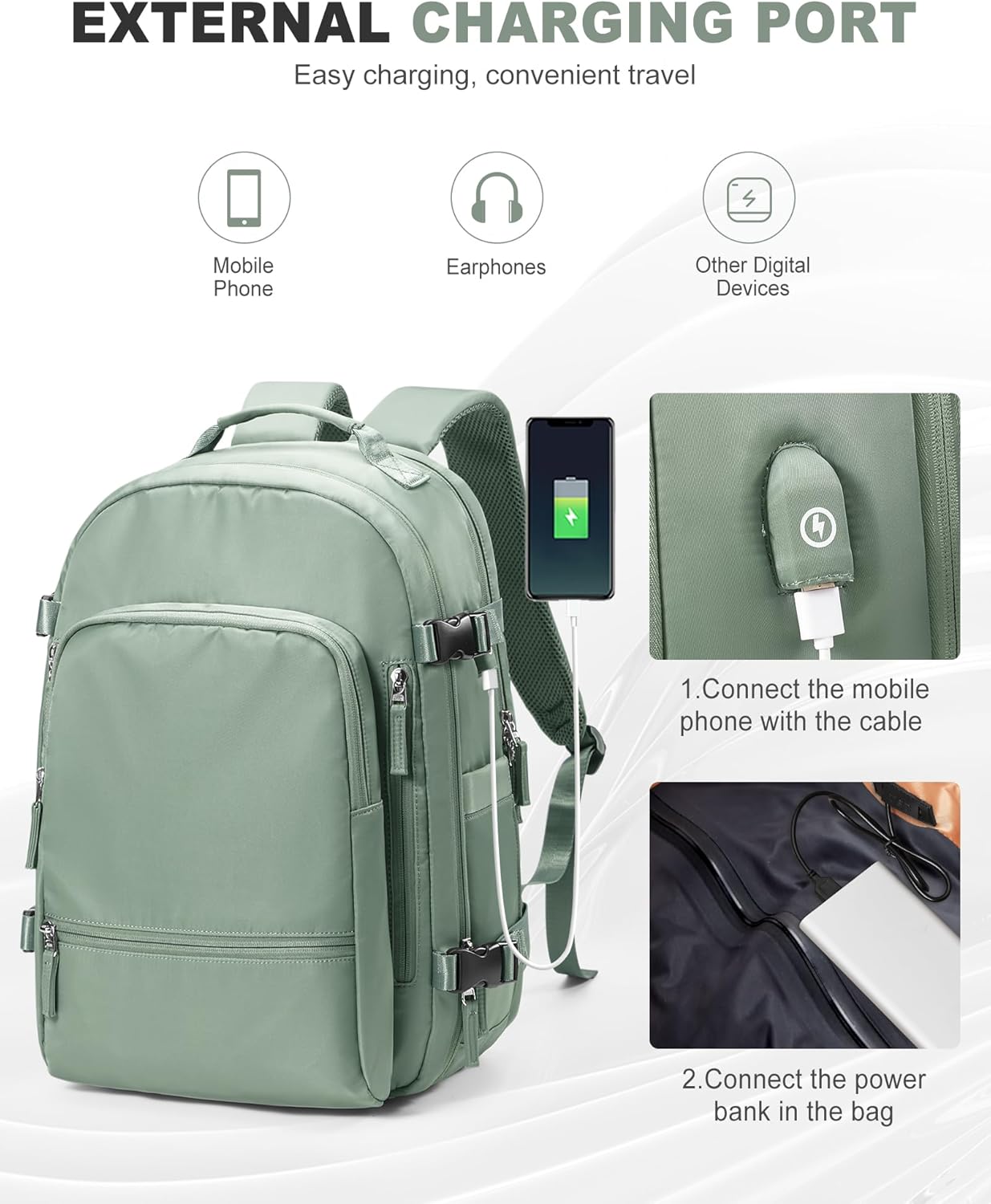 coofay Vacuum Backpack Travel with Pump Vacpack Backpack with Vacuum System Travel Compression Backpacks for Women Mochila De Viaje Carry on Luggage - Image 8