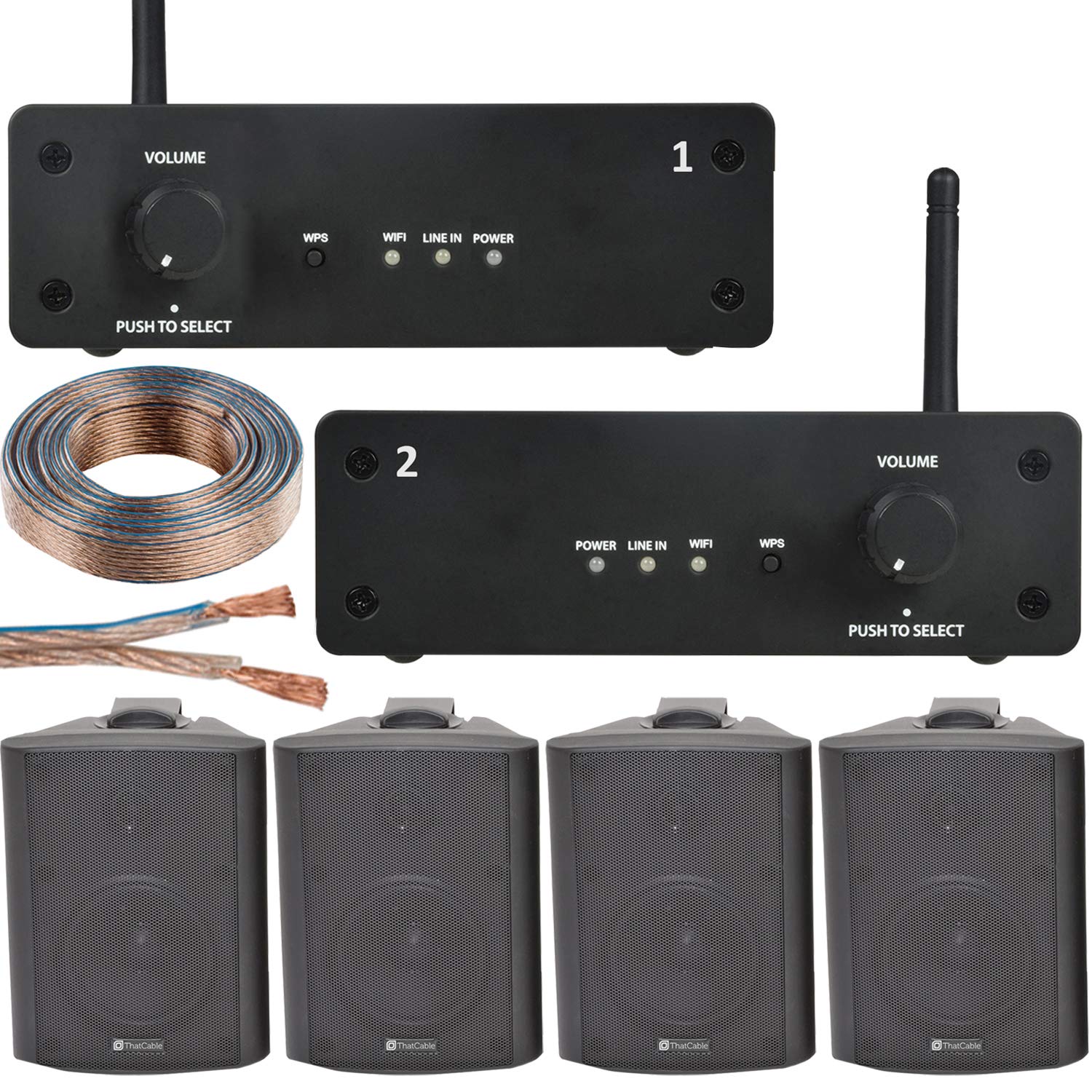 Buy MultiRoom WiFi Speaker System 4x Black Wall ed Speakers & 2x