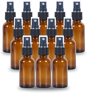 YONKAN 2oz Glass Spray Bottle, Fine Mist Boston Glass Bottles with Black Fine Mist Sprayer Small Clear Bottles for Essenti...
