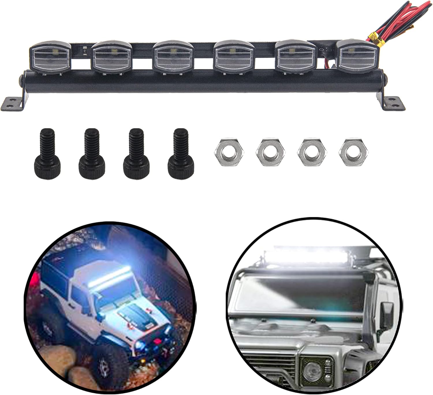 RC LED Light Bar Roof LED Lamp Compatible with Traxxas TRX-4 SCX10 90046 D90 SCX10 II CC01 Redcat Gen7 1/10 RC Crawler Car Truck (5Led Light)