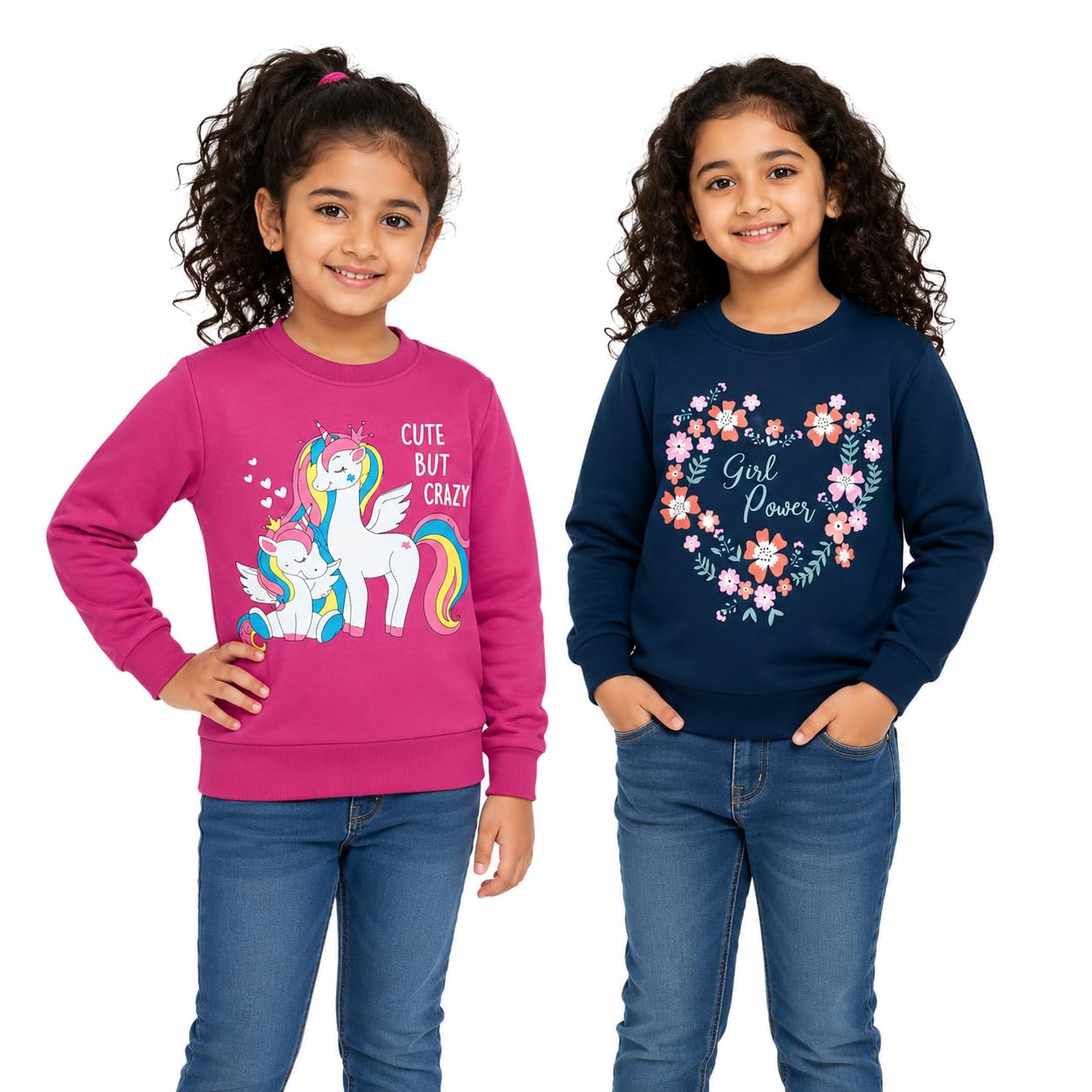 NammaBaby Sudadera de algodón con cuello redondo para niñas