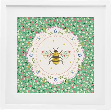 Stupell Industries Spring Bee Delicate Florals White Framed Print Under Glass, design by Angela Steahling, 16 x 16