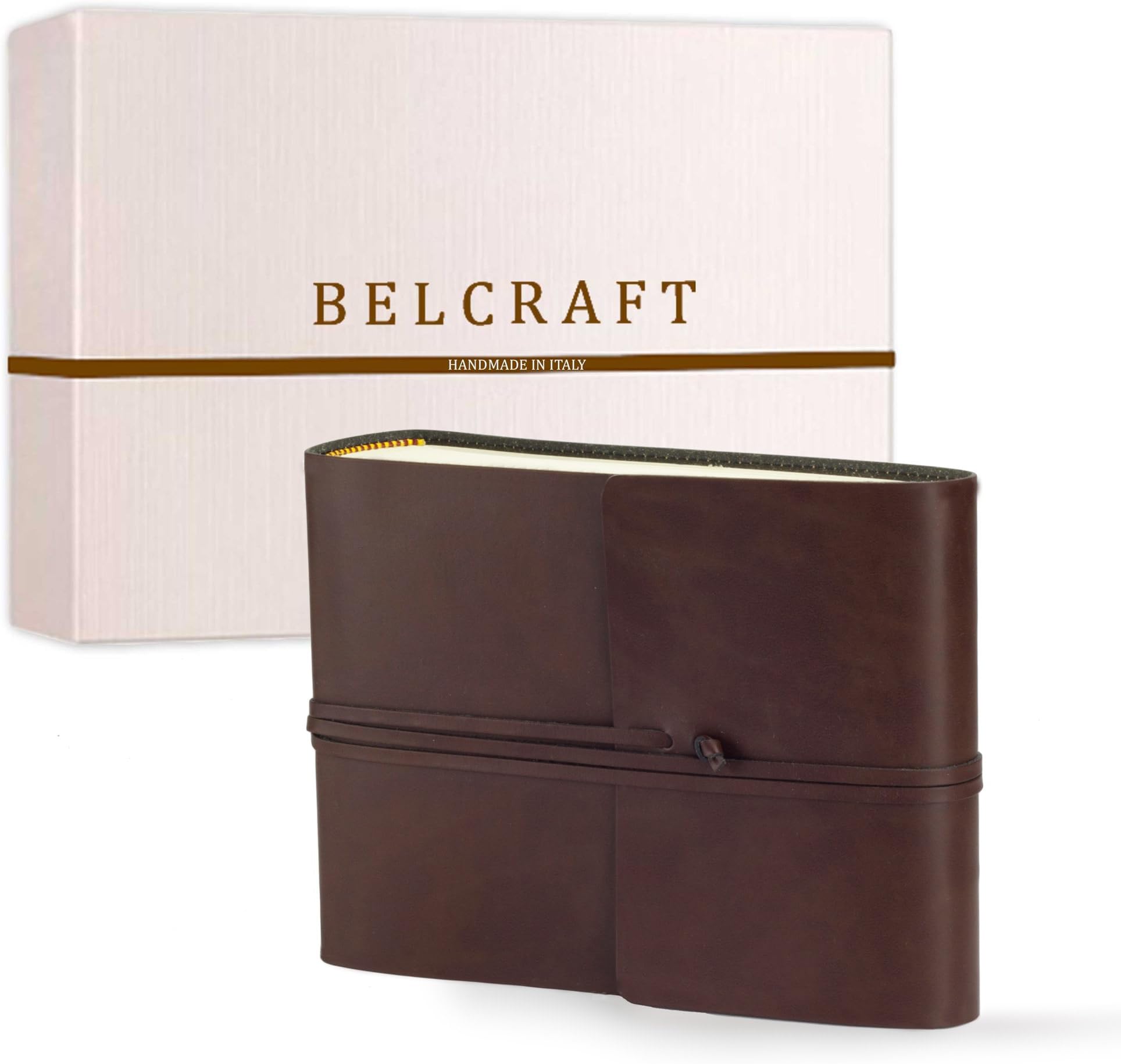 MADE IN ITALY - Vietri Medium Recycled Leather Photo Album, Memory Photo Album, Scrapbook, Picture Album 6x4, A5 (16x21 cm) Brown