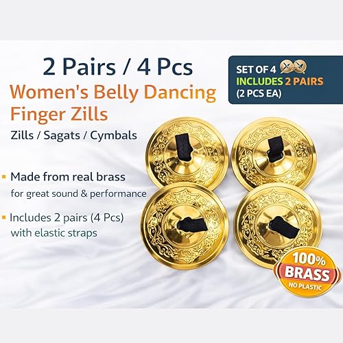 Miniatura 2 de Wevez 2 pares de zills de dedo danza del vientre para mujer, talla única, dorado