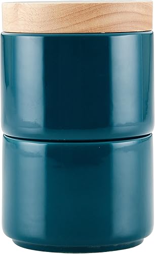 Miniatura 8 de Rachael Ray Ceramics - Juego de cajas apilables para especias y condimentos con tapa, 2 piezas, color verde azulado