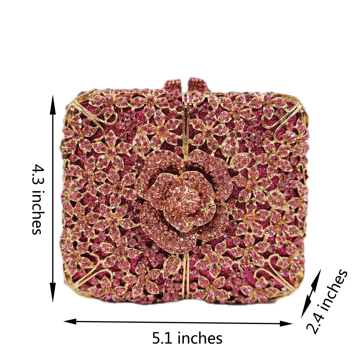 QMLGB Elegant Ladies Floral Evening Bag Rhinestone Clutch Rose Flower Handbag Diamonds Small Purse for Wedding Party Prom, Yellow