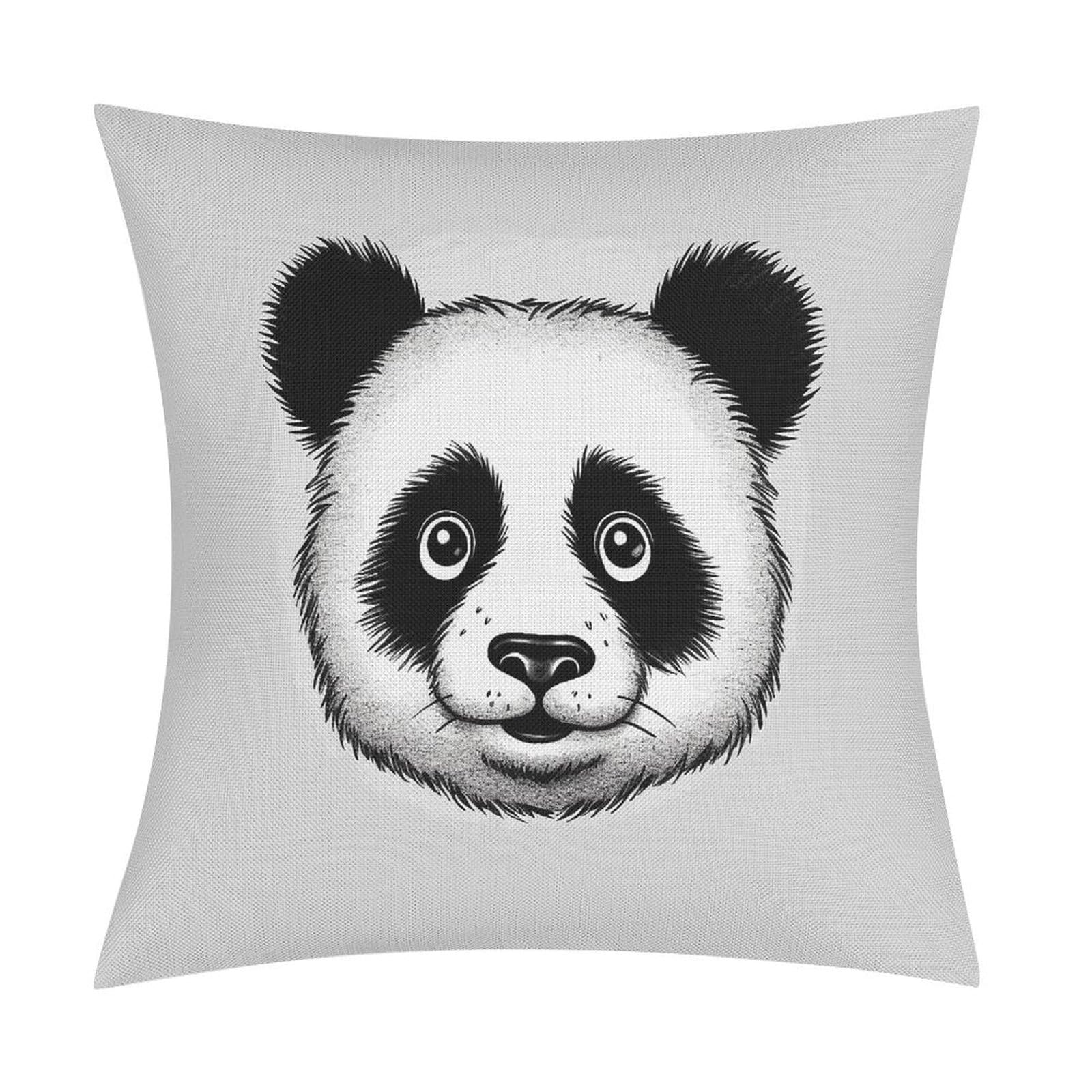 FekiLoot Anime Panda Face Throw Pillow Cover Soft Square Cushion Case Farmhouse Cushion Cover Decorative Pillow Cover Modern Pillowcase for Sofa Living Room Bed Home Decor 18x18 Inch