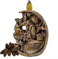 Incensário Cascata e Vareta Montanha Fumaça invertida + 10 incensos cone backflow