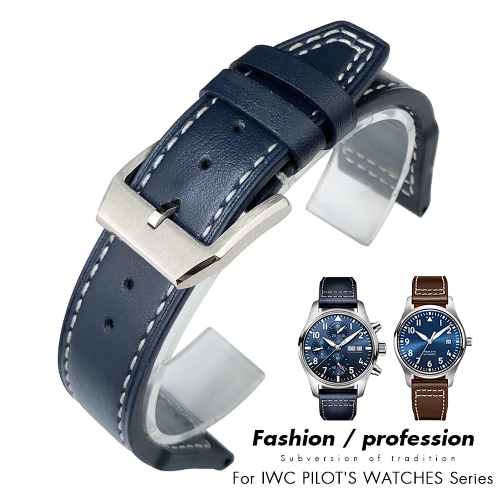 Pasek do zegarka z prawdziwej skóry 20 mm 21 mm 19 mm 22 mm skóra bydlęca paski do zegarków do IWC Mark Big Pilot Spitfire PORTOFINO akcesoria do zegarków, 21mm, Agat