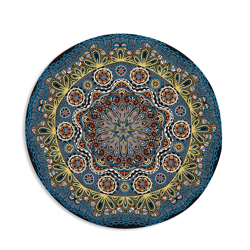 Tapis Ronds Mandala en Flanelle pour Chambre à Coucher, Tapis de Sol antidérapants pour Chaise, Table, Tapis de Yoga, Tapis Rond pour Salon
