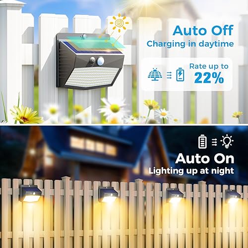 Vista 51 de Luces solares para exteriores con sensor de movimiento [138 LED/10 paquetes] Luz solar de seguridad para exteriores con 3 modos de iluminación