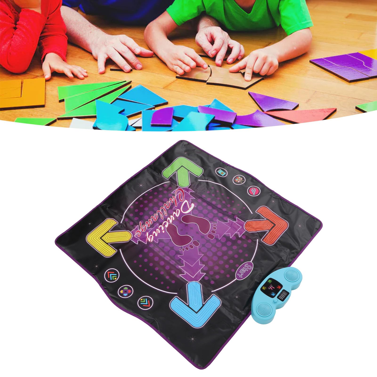 RiToEasysports Alfombra de baile para niños, 8 niveles de dificultad, 4 modos de juego, almohadilla electrónica, ajustable, integrada en música, baile, para niños y niñas (no se ilumina)