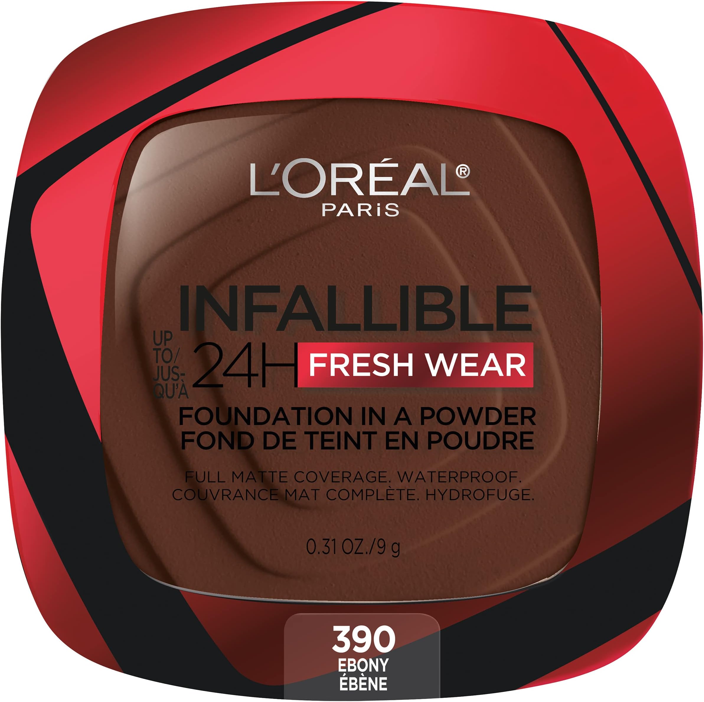 Makeup Infallible Fresh Wear Foundation in a Powder, Up to 24H Wear, Waterproof, Ebony, 0.31 oz. (Packaging May Vary)