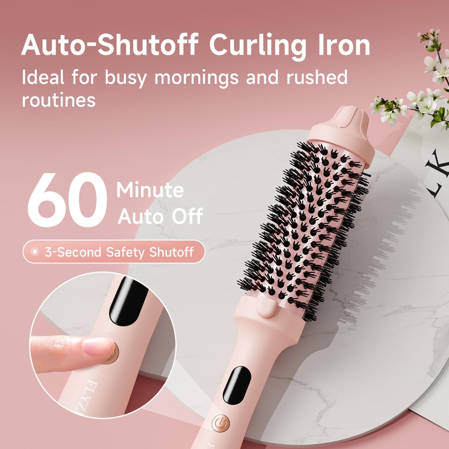 Thermal Brush, 1 1/2 inch Heated Round Brush with 3 Temperature Settings, Easy to Create Blowout Look, Pouch and Dual Voltage for Travel