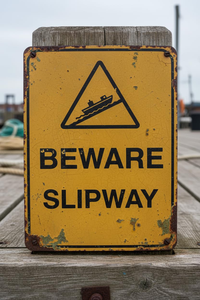 Wall Decor Beware Slipway - Water Safety Sign Metal Sign 8 X 12 Inches Clear Signage For S, Fences Vintage Signs Aluminum Plates Printed