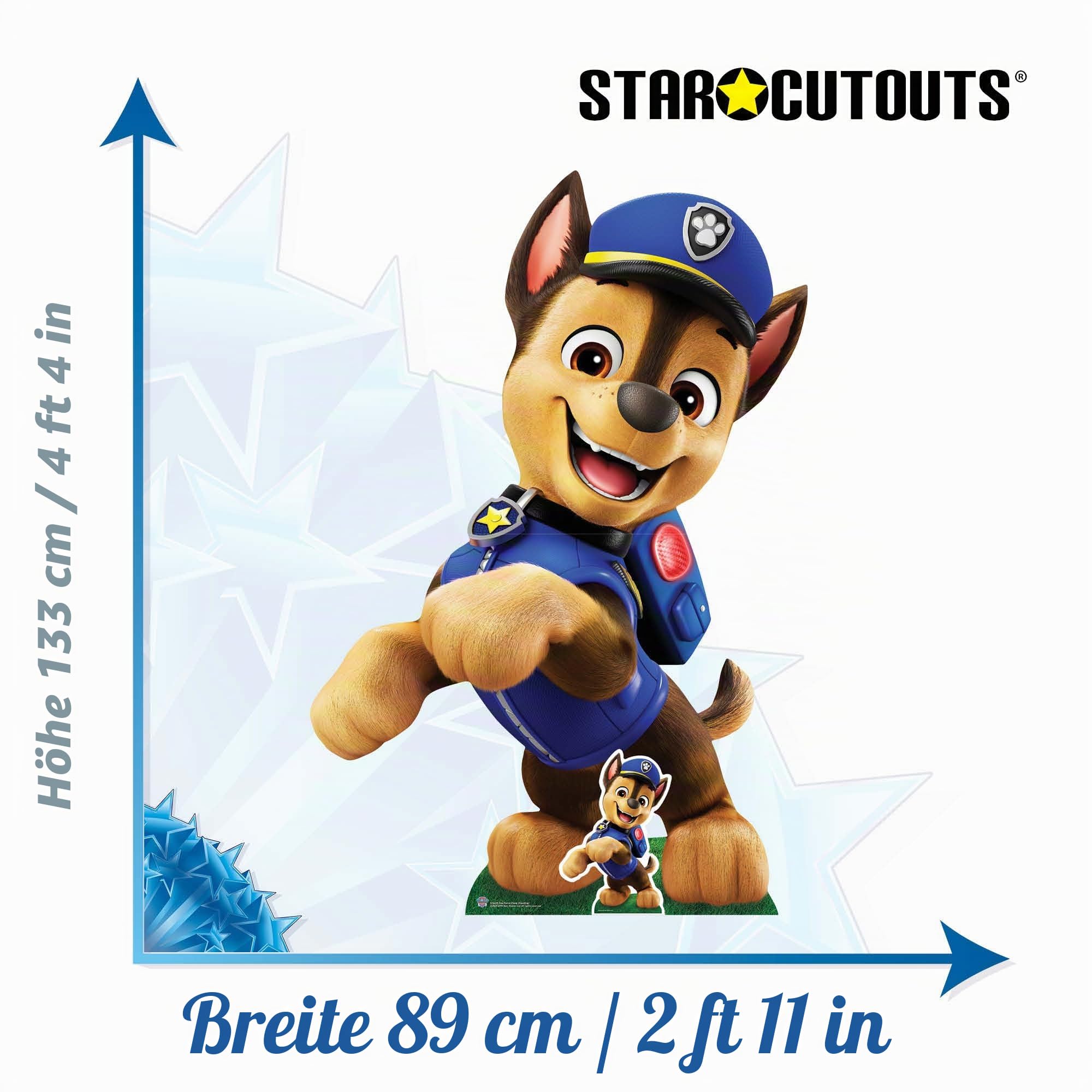 Star Cutouts SC4605 Paw Patrol Chase Police Puppy Pappaufsteller Höhe 133 cm – ideal für Paw Patrol Thema, Partys, Geburtstage & Fans, Raumdekorationen und Veranstaltungen
