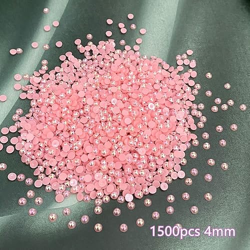 Miniatura 2 de 2000 cuentas de media perla de 0.118 pulgadas para manualidades, parte trasera plana, media perla redonda para hacer joyas, arte de uñas, álbumes de