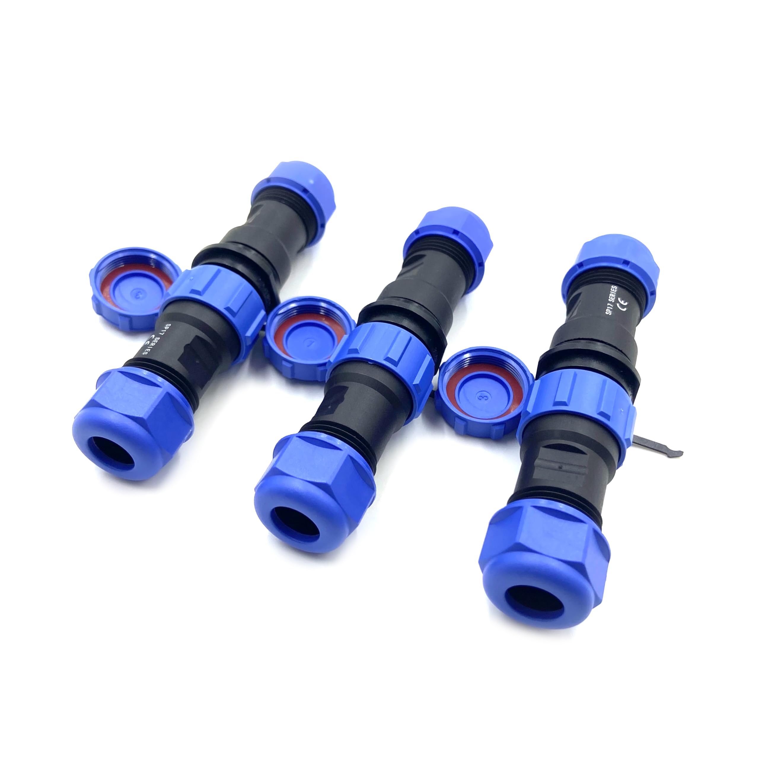 Lot de 3 connecteurs d'aviation SP17 à 3 broches, IP68, 3 broches, sans soudure, fiche d'aviation étanche pour lampes extérieures, utilisation 500 V 10 A (câble 14 AWG à sertir à vis)