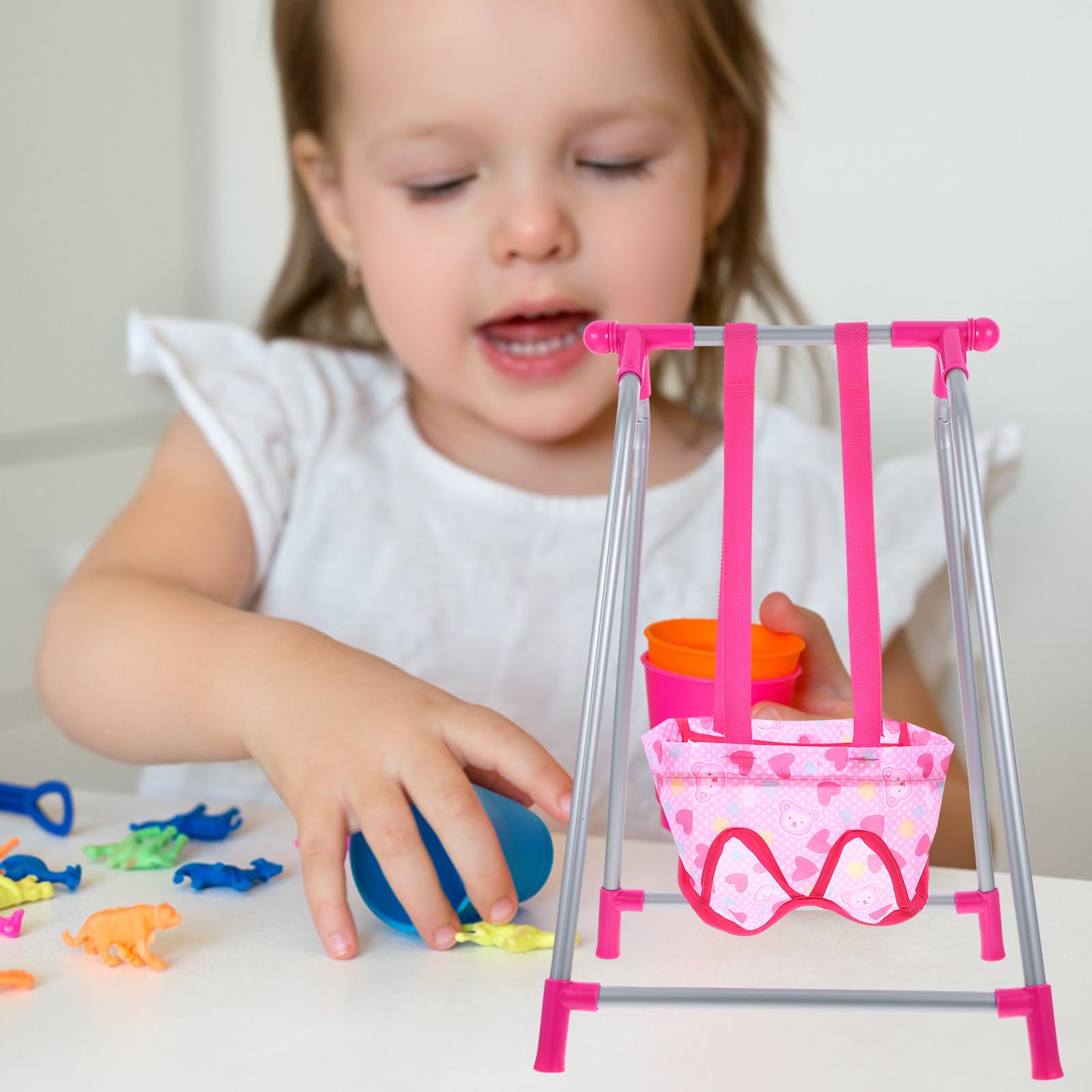 HEMOTON Dondolo per la casa delle bambole, accessorio per la casa delle bambole, altalena sospesa per bambole, modello in miniatura, modello di altalena in plastica per bambini