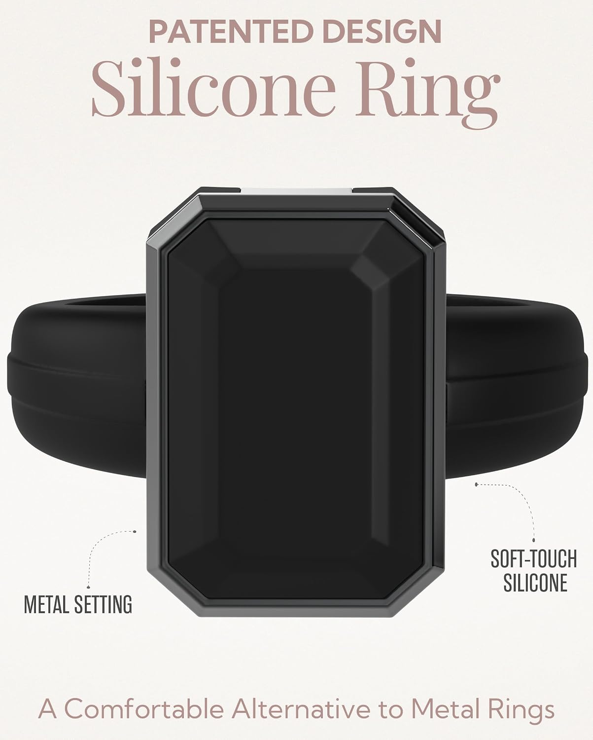 Rinfit Women's Silicone Rings - Anniversary Ring or Promise Ring for Her - Emerald Rubber Wedding Bands Women - Patented Design