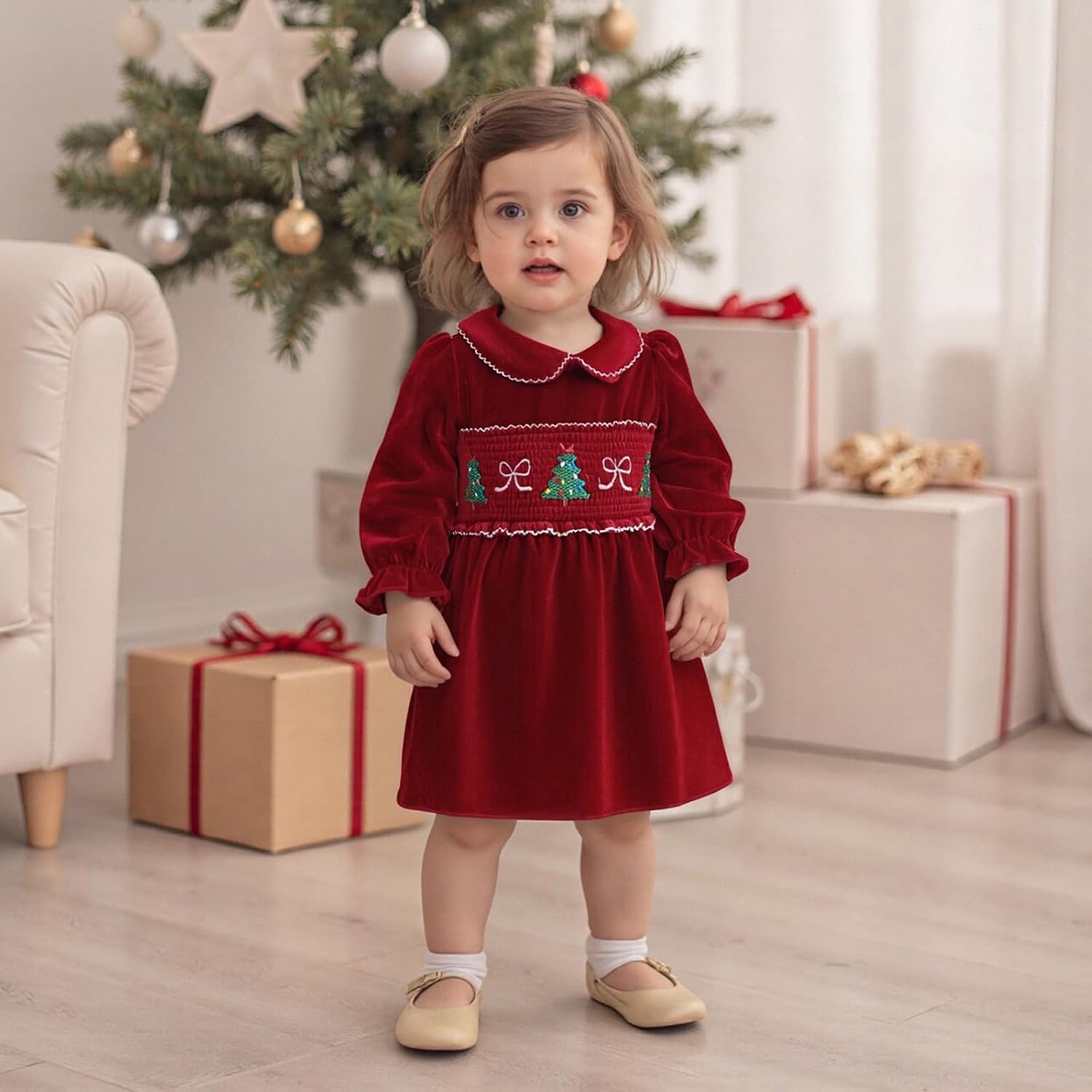Toddler Baby Girl Football Outfit Football Season Game Day Dress Bow Gingham Smocked Dresses Fall Clothes