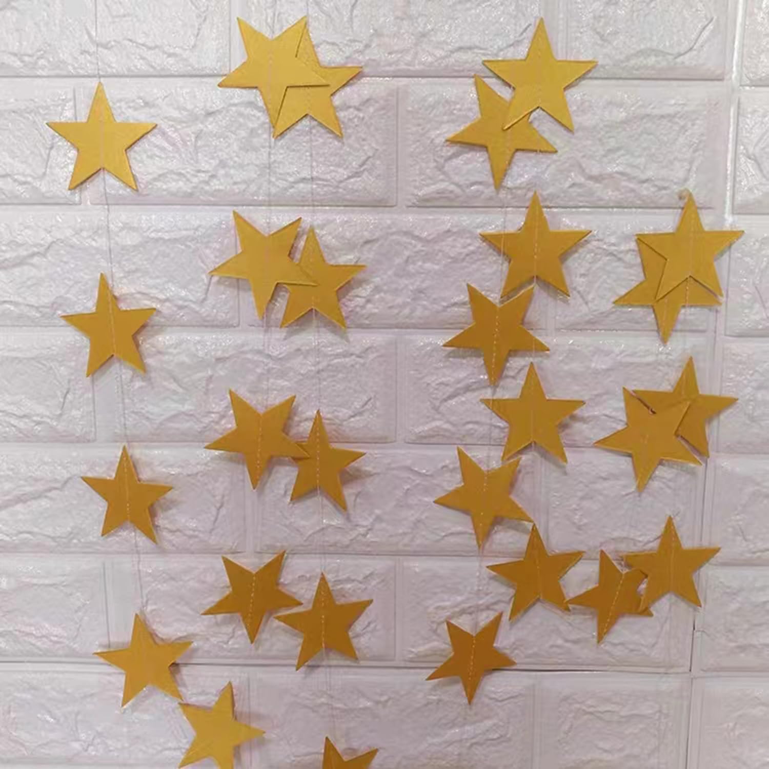 BrainGiggles Star Garland Golden Star Hanging Decor Bunting Banner Party Supplies Room Decoration for Birthday Party Decorations Wedding Bachelorette Dancing Decoration (Gold)