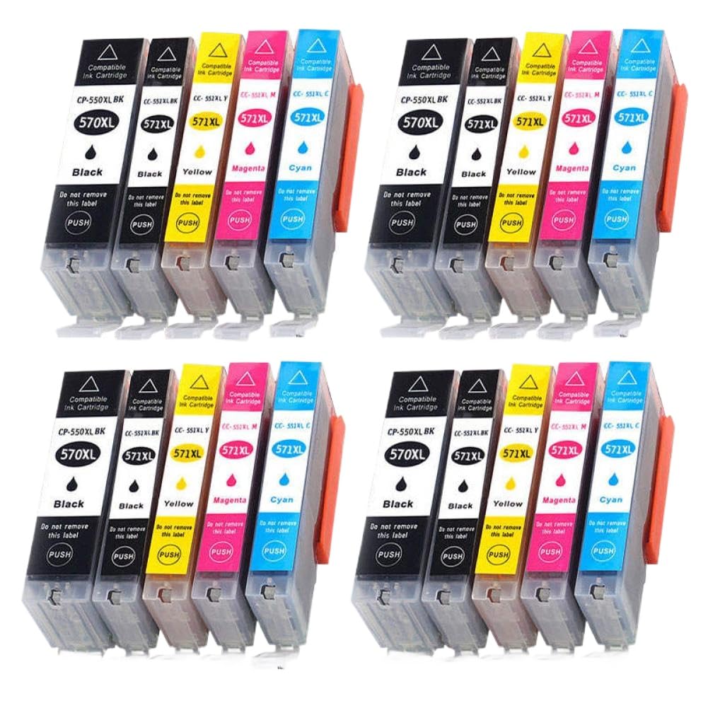 DorkTees Ink Cartridge PGI 570 CLI 571 Compatible with MG7750 MG7751 MG7752 MG7753 TS8050 8051 Printer(20pcs-4set)