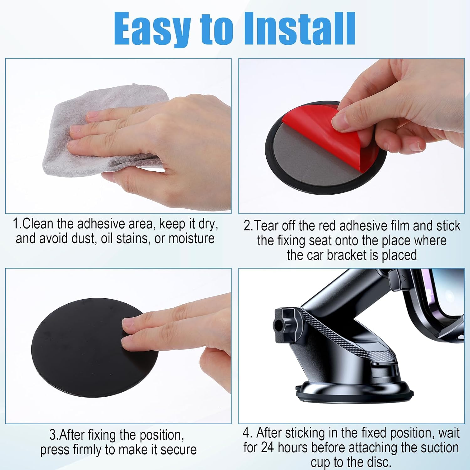 4 Pcs Dashboard Pad Mounting Disk Suction Cup Adhesive 3.13" Phone Mounts & GPS Suction Mounts Sticky Replacement Disc Heat-Resistant Vacuum Phone Holder for Car Dashboard Dash Suctions