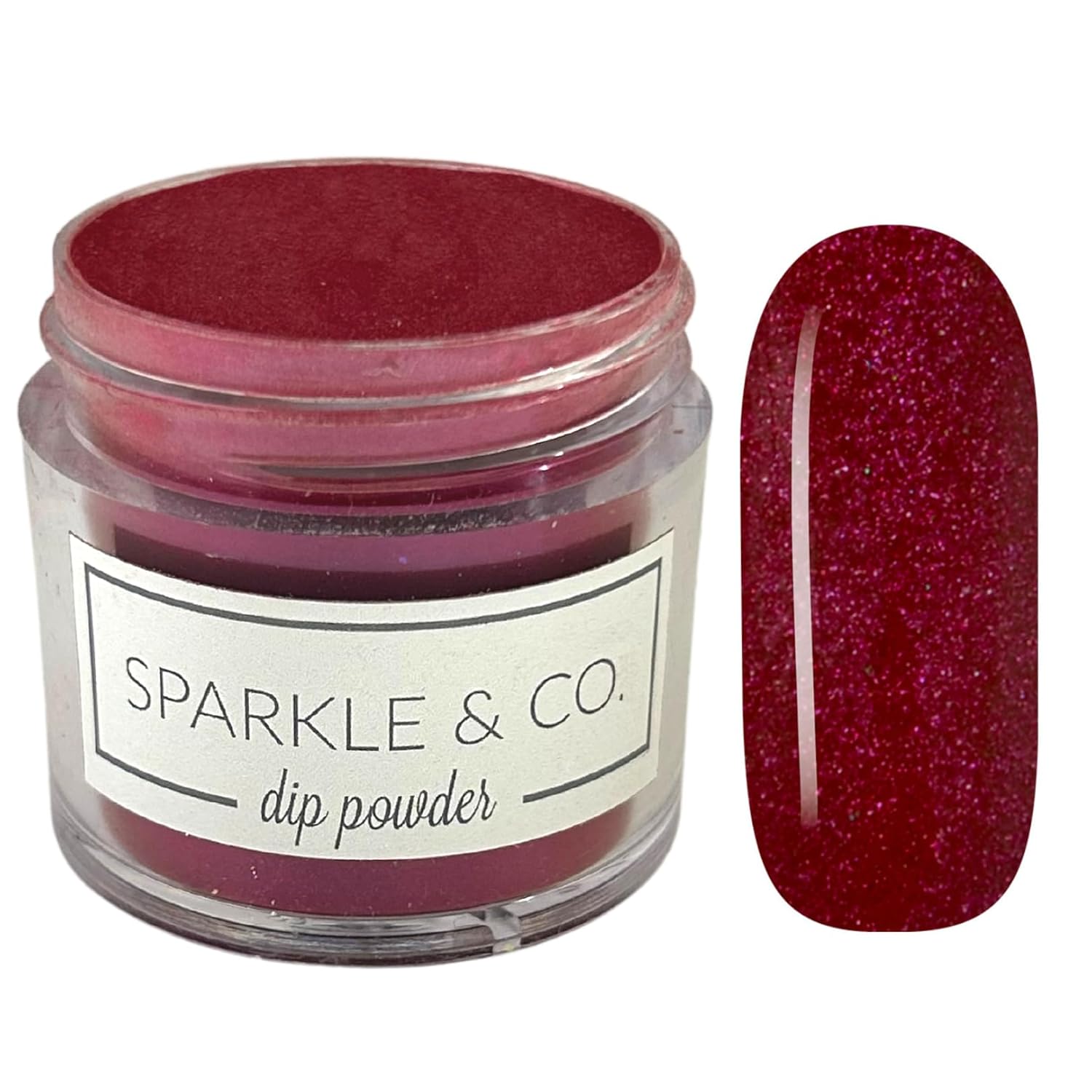 Sparkle & Co. Dip Powders – dp.218 Classy & Fabulous (Shimmery Red) 1 Ounce Dipping Powder Jar For Manicure DIY Winter Shade, No Lamp Needed