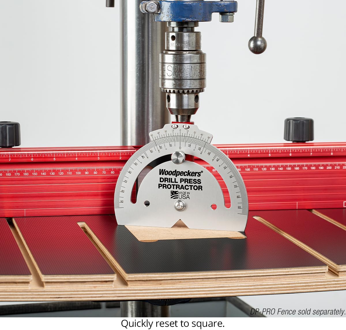 Woodpeckers Drill Press Protractor, Set Angles Quickly & Accurately on Drilling Table & Band Saw, USA Made Drill Press Accessory - DPP
