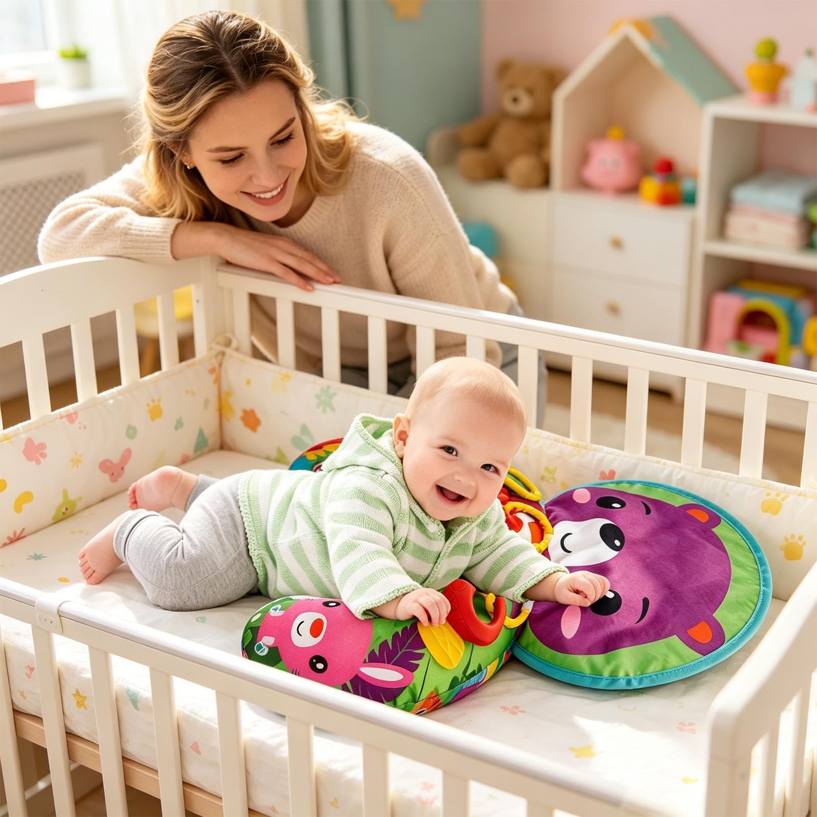 Cuscino per sedersi, cuscino di supporto rotolabile, con 45,6 x 31,8 x 10 cm, cuscino per allenamento da pavimento, per bambini, equilibrio morbido e per il movimento, design comfort minimo