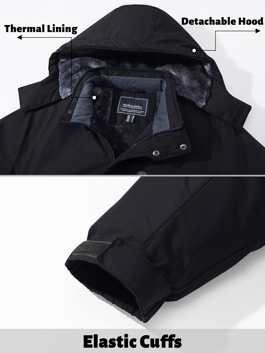 TACVASEN Men's Winter Jacket Waterproof Ski Coat Warm Fleece Lined Windproof Snowboard Jacket with 4 Pockets Hiking - Image 7