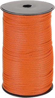 MECCANIXITY 1/4 Inch Polypropylene Rope Braided Ropes, 328ft Nylon Rope Hollow Utility Cord for Clothesline, Camping, Hiking, Outdoor, Dark Orange