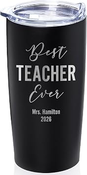 Lifetime Creations Engraved Personalized Best Teacher Ever Tumbler with Lid 20 oz Black - Gift for Professor, Tutor, Instructor, Appreciation Gift Stainless Steel Coffee Travel Mug