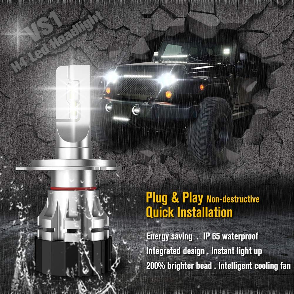 New Deal BLISSPORTE H4/9003/HB2 Led Headlight Bulbs VS1 Series Super Bright 24x CSP Led Chips High/Low Beam 6000LM 6000K Cool White, All-in-One Conversion Kit, 360 Degree Adjustable Beam Angle (Pack of 2) Super Sale 🛒 BLISSPORTE H4/9003/HB2 Led Headlight Bulbs VS1 Series Super Bright 24x CSP Led Chips High/Low Beam 6000LM 6000K Cool White, All-in-One Conversion Kit, 360 Degree Adjustable Beam Angle (Pack of 2)