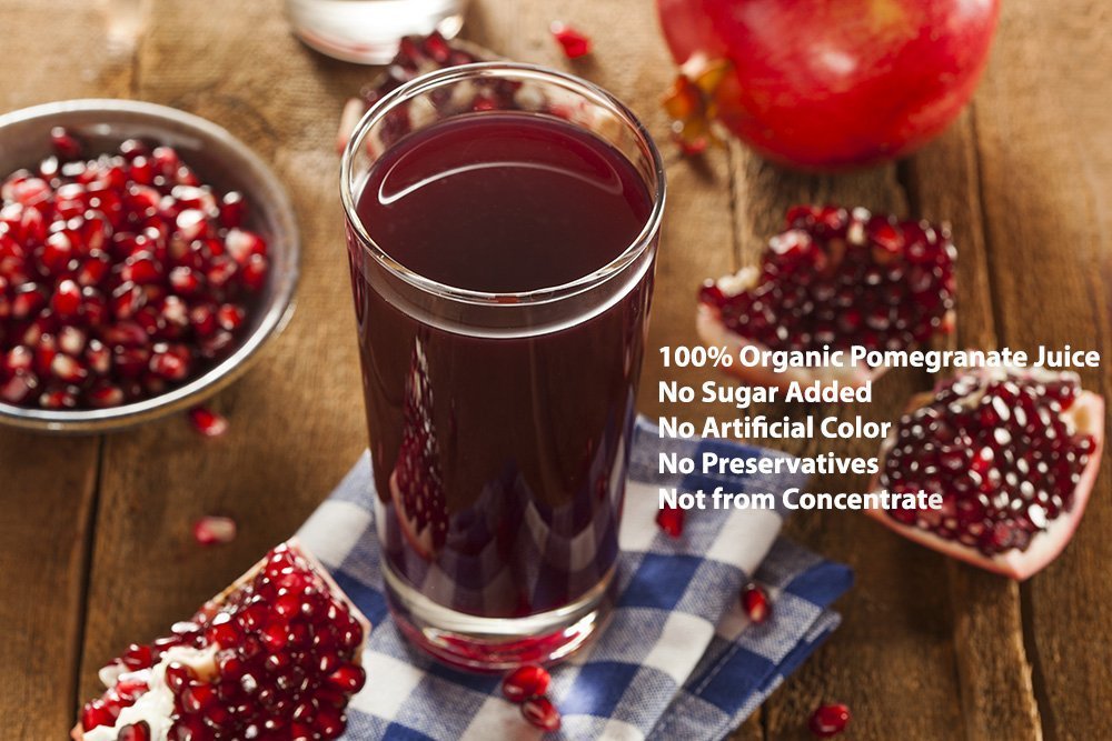 100% Pomegranate Juice - 24 Pack,6.76Fl Oz - USDA Organic Certified - Glass Bottle - No Sugar Added - No Preservatives - Squeezed From Fresh Pomegranates