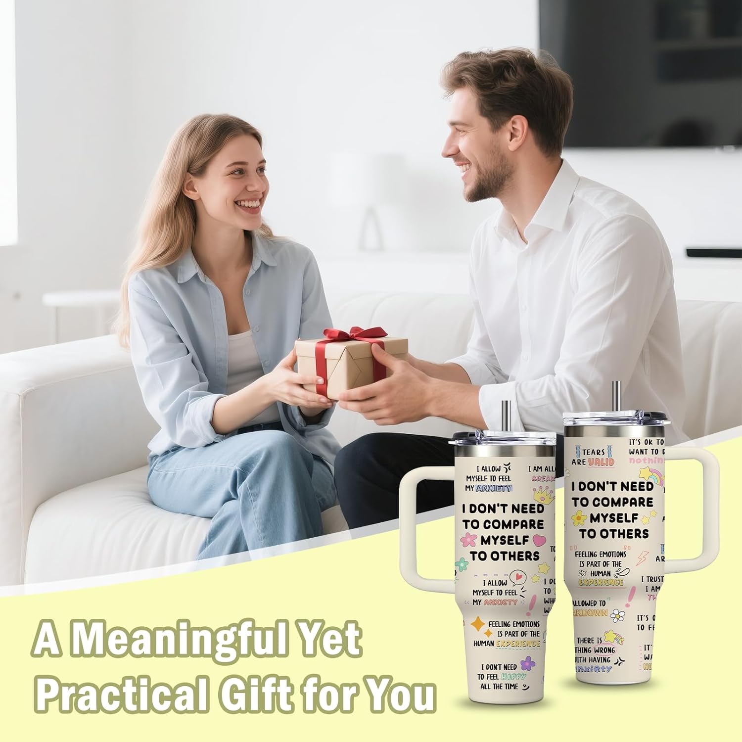 Therapist Gifts Mental Health Tumbler 30oz with Handle and Straws, Stainless Steel Travel Insulated Coffee Mugs, Leak-Proof, Emotional Anxiety Support Healing Cups, Therapy/Counseling Office Water Cup - Image 9