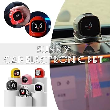 Funny Car Emotional Expression Robot Smart AI Dashboard Companion Electronic Pet Auto Interior Ornament with 52 Cute Animated Expressions & Charging Dock, Quick Release, (red)