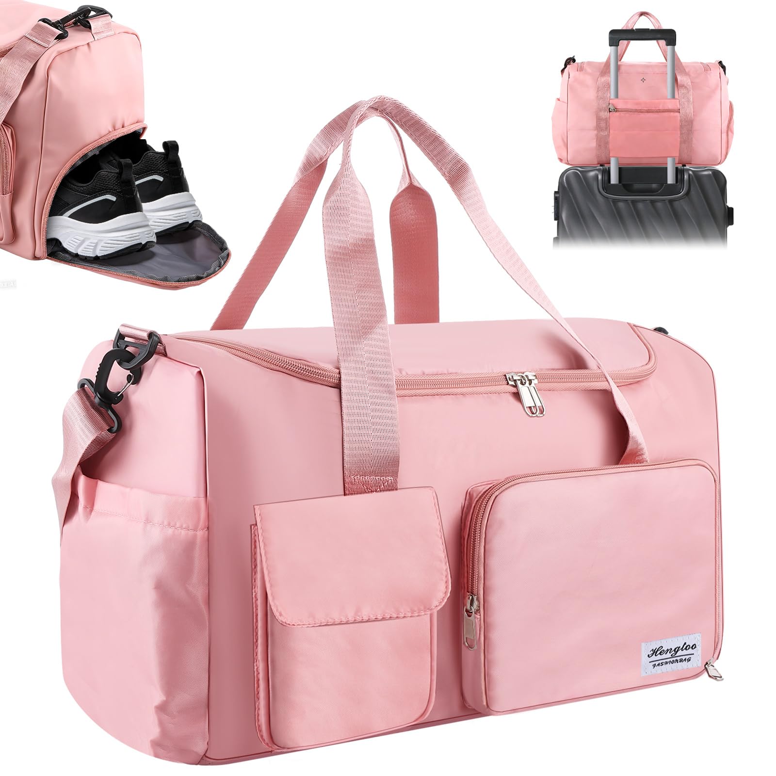 Lychico Large Sports Duffle Bag with Shoe Compartment, Waterproof Gym Bag for Men & Women, Multi-Compartment Holdall for Travel, Work, Overnight