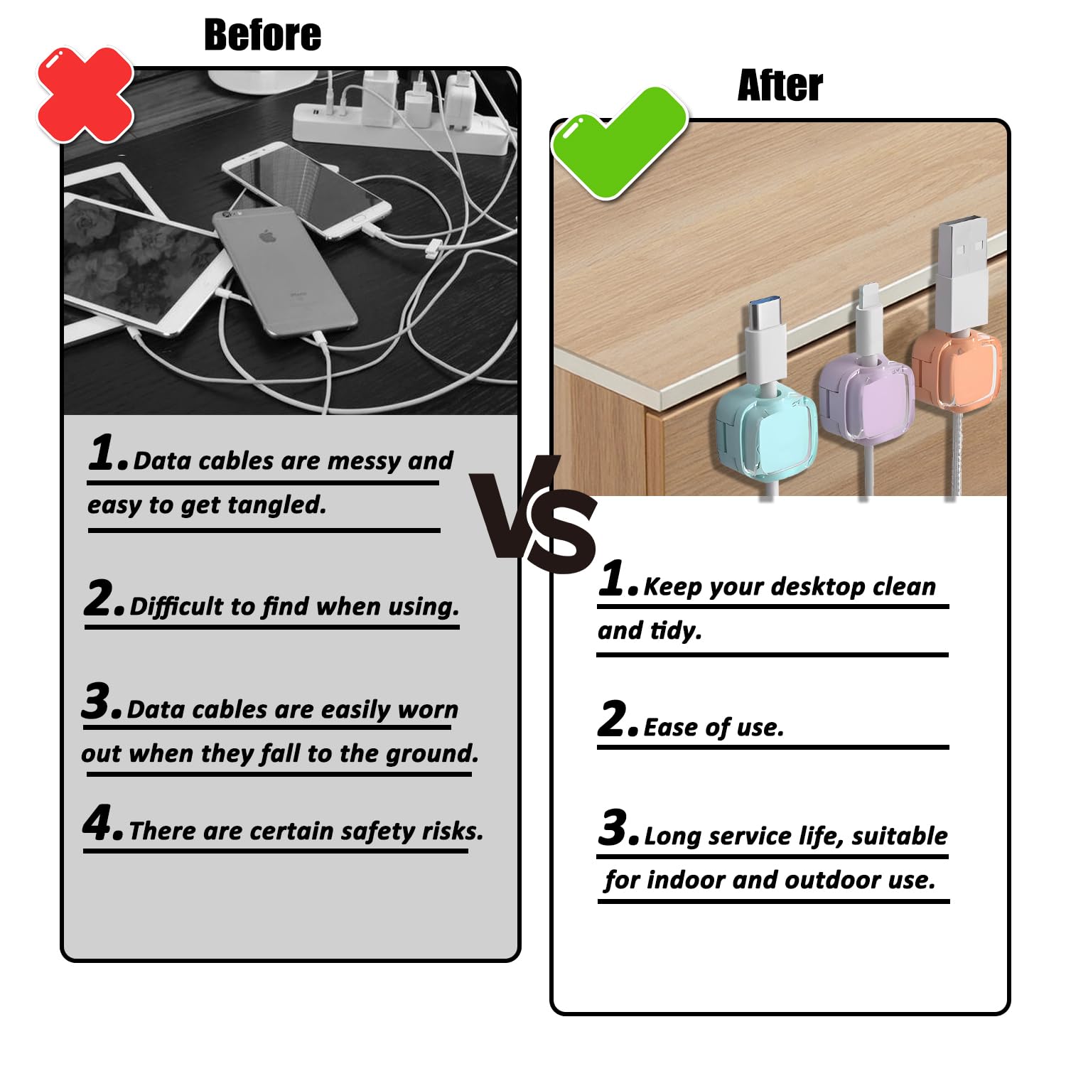 6 Supporti Magnetici Per Cavi | Autoadesivi | Organizzatore Scrivania | Per Cavi USB, HDMI | Verde - Foto 10