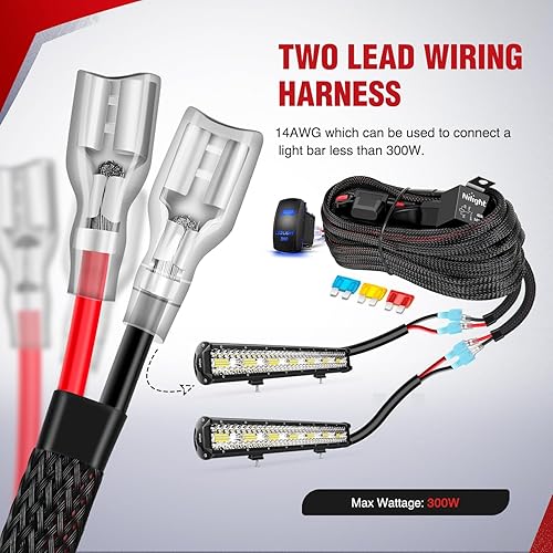 Miniatura 43 de Barra de luz LED Nilight. arnés de cableado, kit de 12 V, interruptor basculante, láser de 5 pines, interruptor de encendido y apagado impermeable