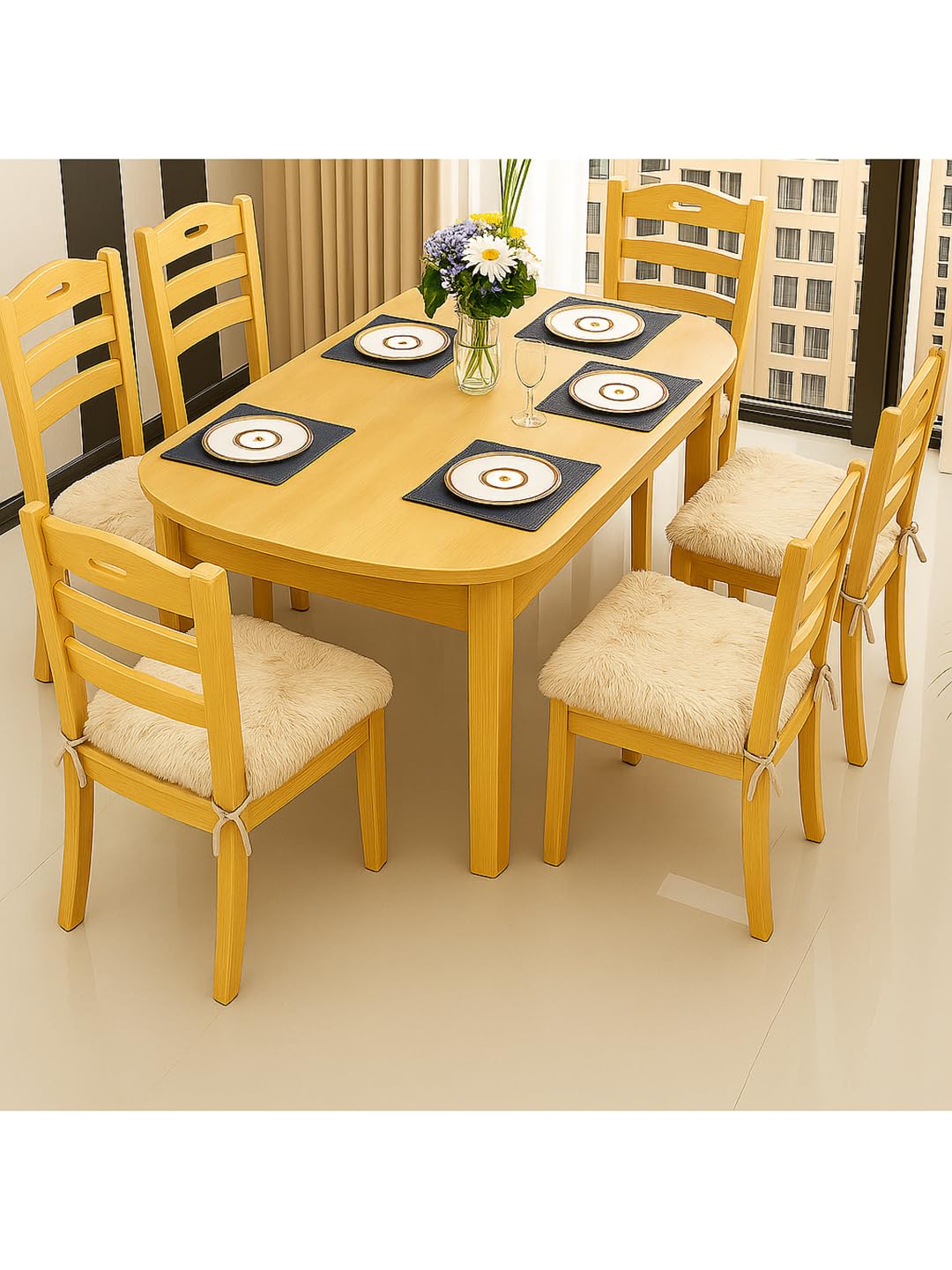 Cortina Chair Pads Slip Non Skid Square 16" x 16" Seat Cover, 6 Pack (Beige)-image-2