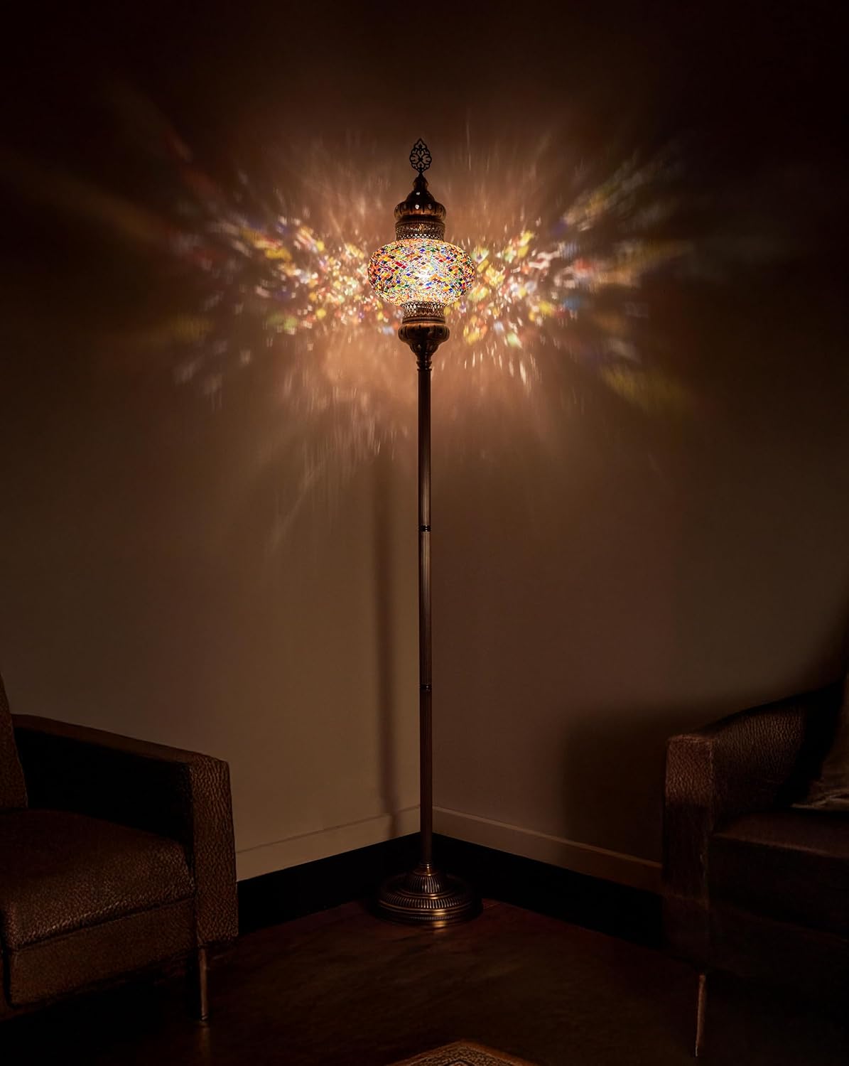 DEMMEX Moroccan Bohemian Multi-Colored Floor Lamp Worldwide