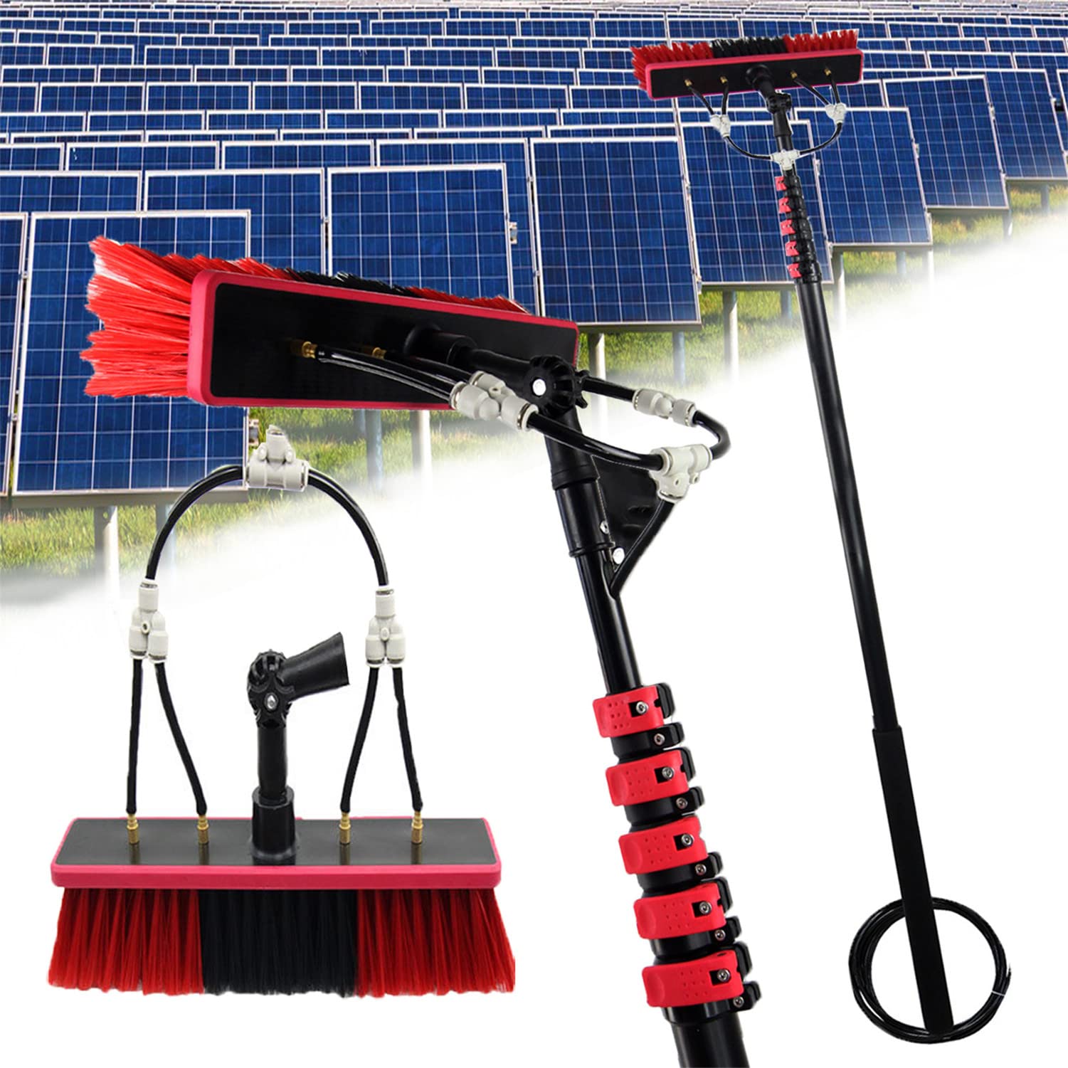OLSKFUH Extendable Window Cleaning Kit 4M-12M Water Fed Telescopic Brush Solar Panel Cleaning Equipment Professional Window Cleaner Pole Efficient & Easy To Use,55cm Brush Head-5M/17FT