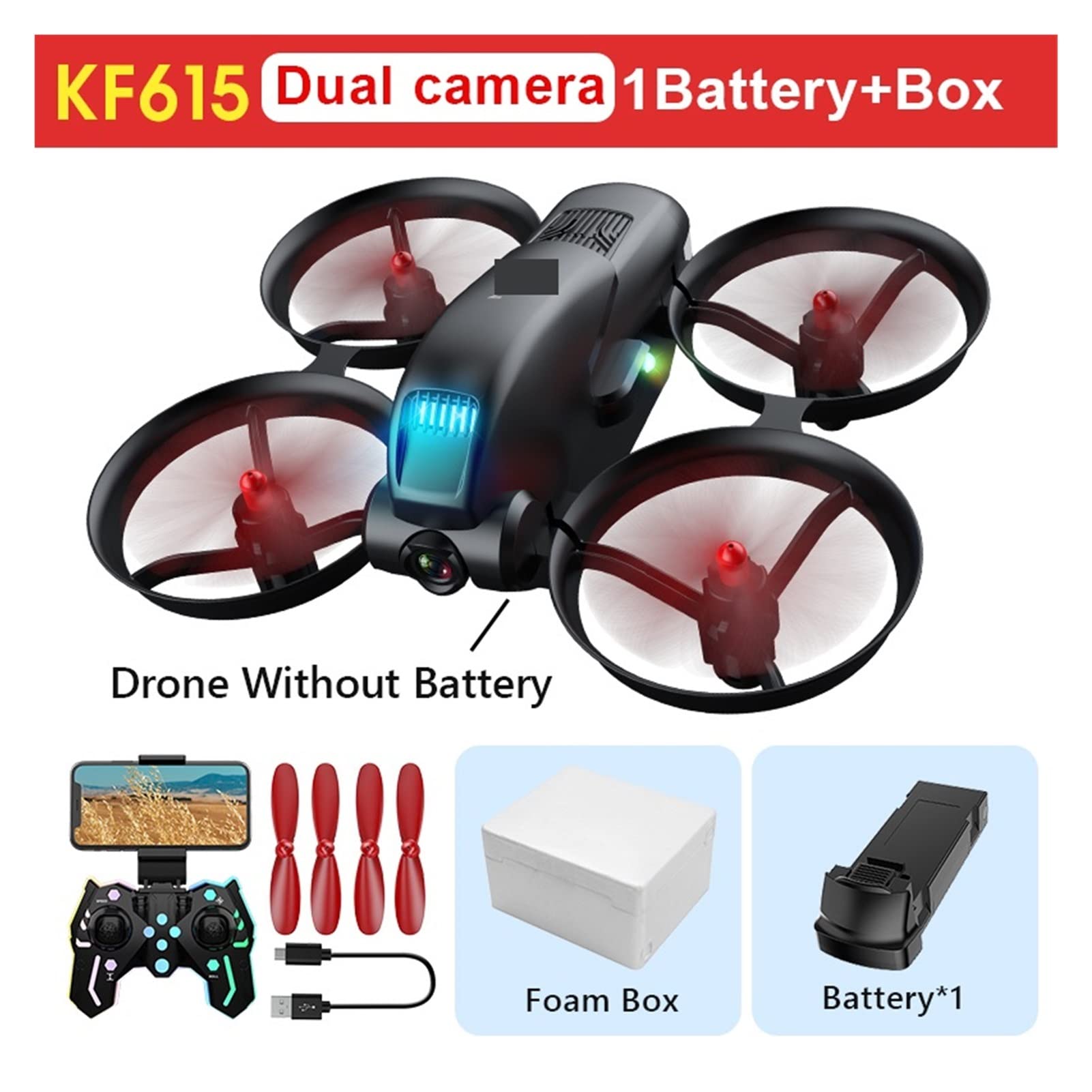 Składany dron Quadcopter Mini dron z podwójną kamerą 4K HD RC Dron 2.4G WiFi FPV Quadcopter Optyczne pozycjonowanie przepływu Fajne lekkie drony (Kolor: DualCam 2B Rozmiar torby: 1) (DualCam 1B Box 1)