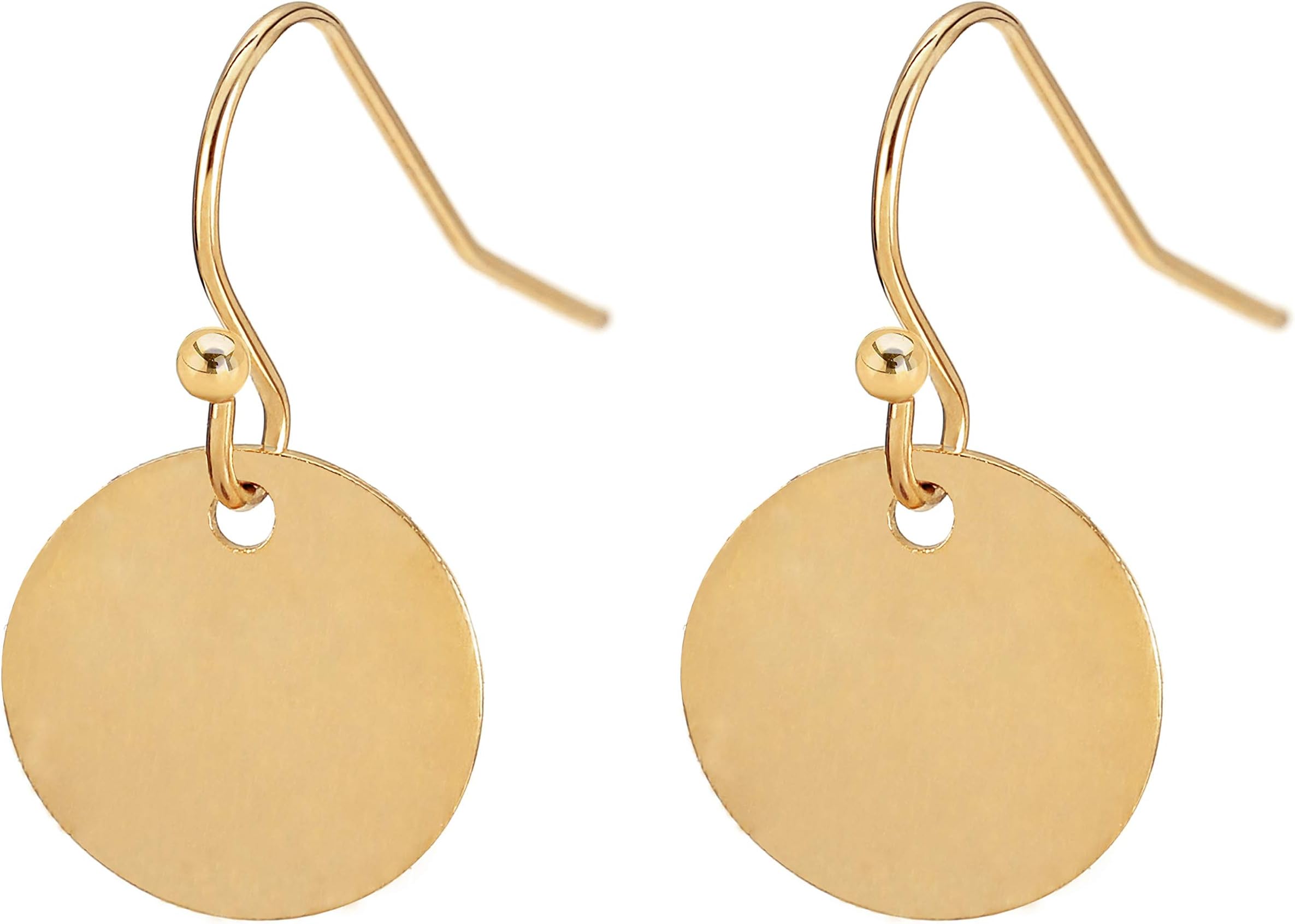 Gold Circle Disc Dangle Drop Earrings for Women Lightweight Small Round Hoop Statement Earrings Minimalist Jewelry for Women