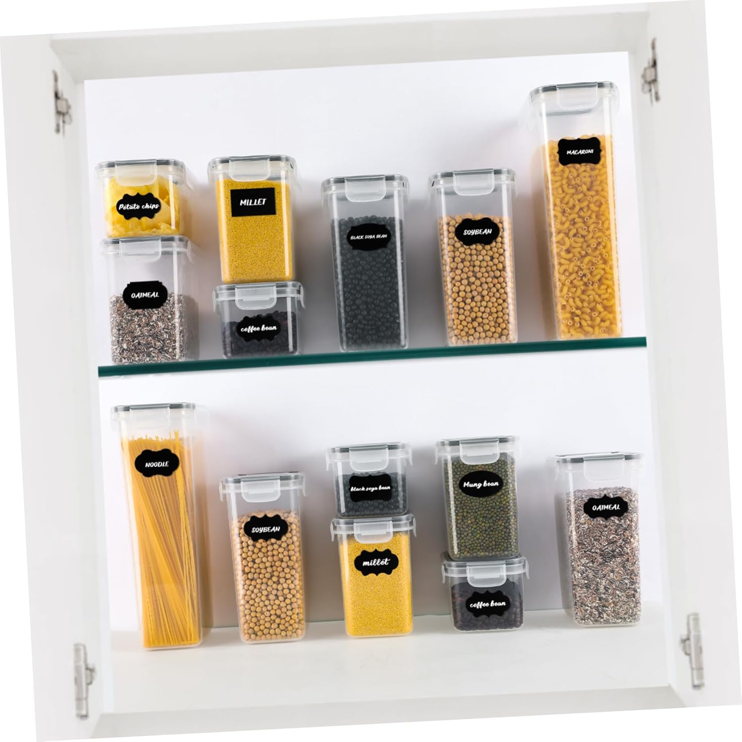 Alipis 14pcs Air Tight Storage Container Food Storage Jar Sealing Lids for Cereal Rice Flour Sugar - Thumbnail 2