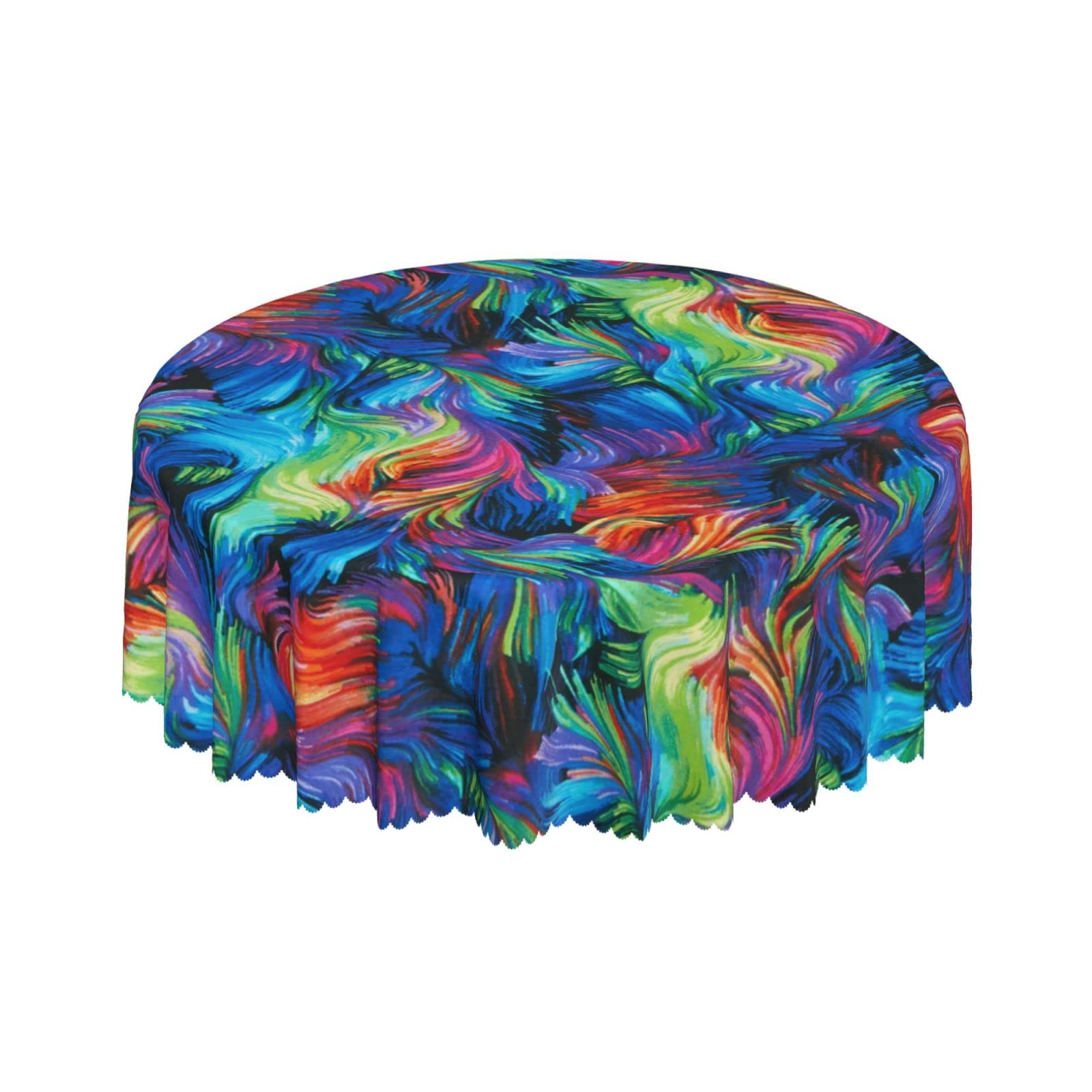 Lsjuee Colorful Creative Rainbow Round Tablecloth 60 Inch Printed Washable Tablecloth for Dining Party Holiday Fall Home Decorative
