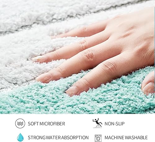 Miniatura 9 de SiliPacks Alfombras de baño de 20 x 20 pulgadas, antideslizantes, de microfibra, con forma de U, lavables a máquina, de secado rápido, para baño,